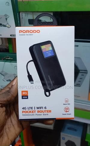 Porodo 4g Lte | Wifi 6 Pocket Router With 10000mah Power Bank
